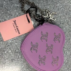 Juicy Couture Purple Heart rhinestone chain wristlet